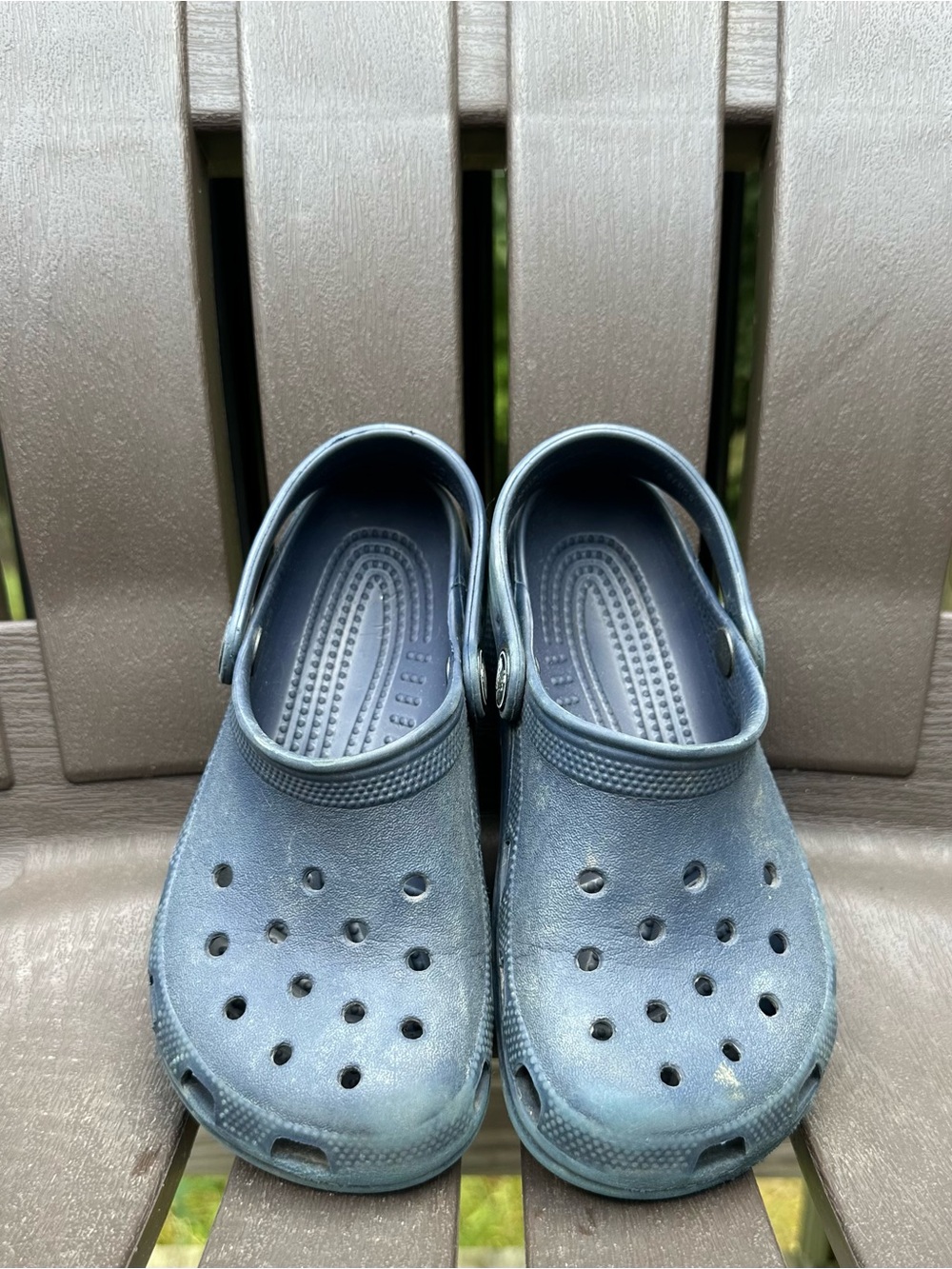CROCS Kids Navy Blue Classic Clogs with Heel Strap